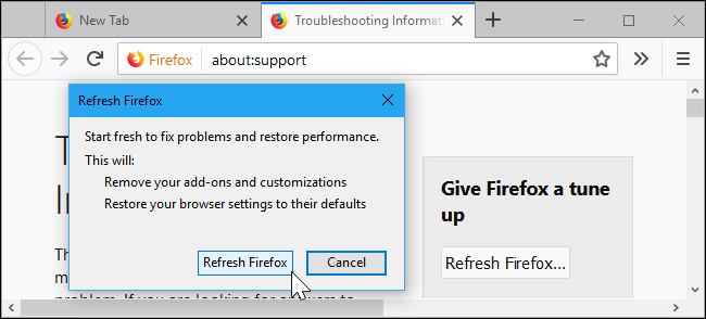 restore toolbar in firefox